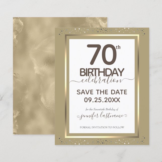 70th Birthday Save the Date Budget Invitation (Front/Back)