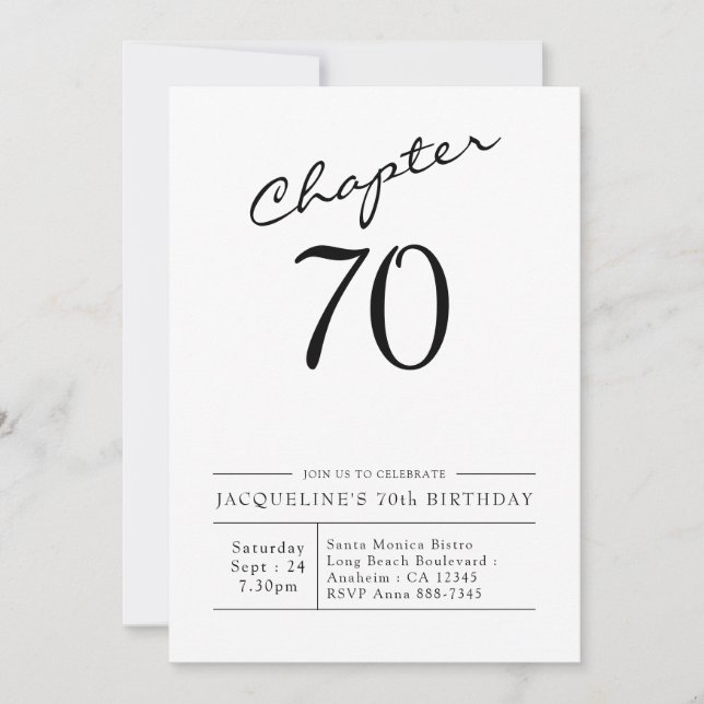 70th Birthday Script 70 Party Invitation (Front)