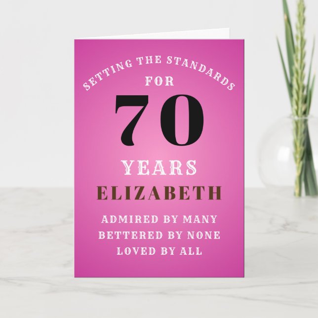 70th Birthday Setting Standards Add Your Name Card (Front)