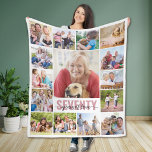 70th Birthday Seventy Photo Collage Fleece Blanket<br><div class="desc">Get those photos off your phone and onto one of our multi-photo collage designs where you can see them and enjoy them every day!</div>