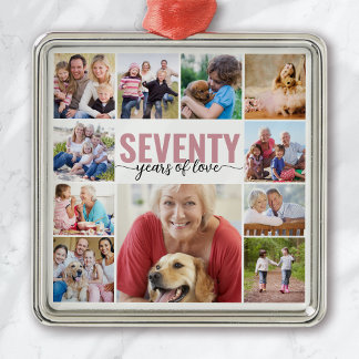 70th Birthday Seventy Photo Collage Metal Ornament