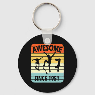 70th Birthday Skateboarding Boy Awesome Since 1951 Keychain
