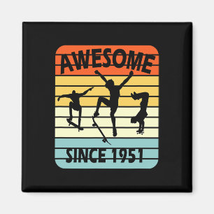 70th Birthday Skateboarding Boy Awesome Since 1951 Magnet