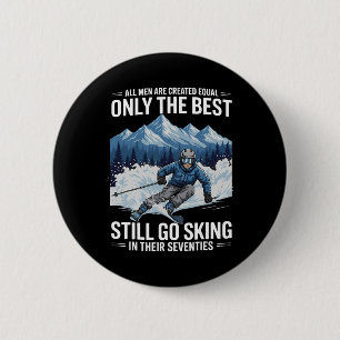 70th Birthday Skier Gifts Man 70 Years Old Skiing 2 Inch Round Button