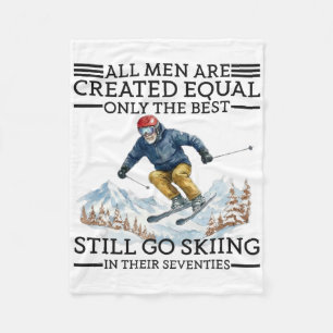 70th Birthday Skier Gifts Man 70 Years Old Skiing Fleece Blanket
