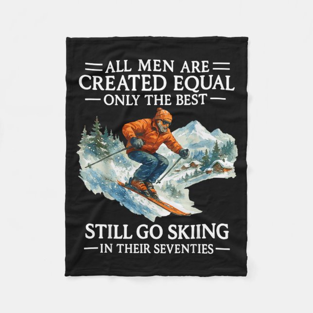 70th Birthday Skier Man 70 Years Old Skiing Lover  Fleece Blanket (Front)
