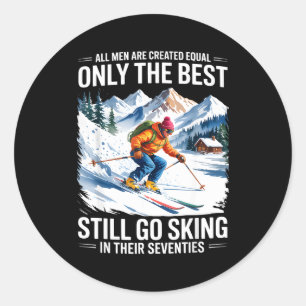70th birthday skier man old skiing lover skiing da classic round sticker