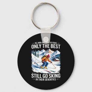 70th birthday skier man old skiing lover skiing da keychain