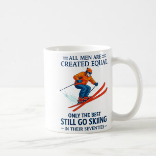 70th birthday skier vintage style coffee mug