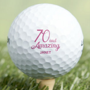 70th Birthday Stepmom Gift – Pink 70 and Amazing Golf Balls