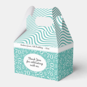 70th Birthday Teal/White Number Pattern Favor Box