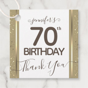 70th Birthday Thank You Gold Elegant Script Favour Favour Tags