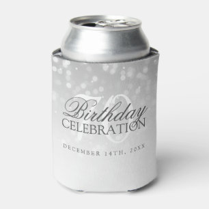 70th Birthday Thank You Silver Bokeh Sparkle Light Can Cooler
