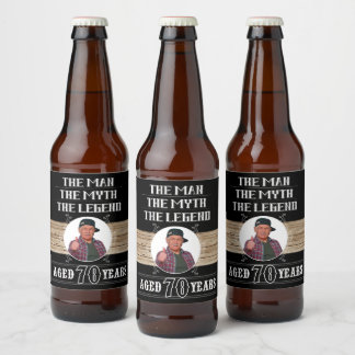 70th Birthday The Man The Myth The Legend Party  Beer Bottle Label