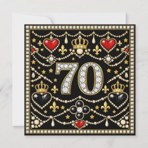 70th Birthday Tudor Inspired Jewells History Gift  Invitation
