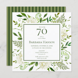 70th Birthday White Hydrangeas Invitation