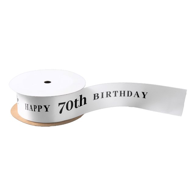 70th Birthday White Ribbon Satin Ribbon (Spool)
