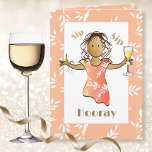 70th Birthday Woman Sweet Cute Cartoon Champagne  Card<br><div class="desc">Get the party started with this cute champagne toast to the birthday gal!  Personalize it for her 70th birthday</div>