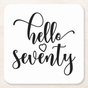 70th Birthday Women Hello 70 Cute 70 Years Old Square Paper Coaster