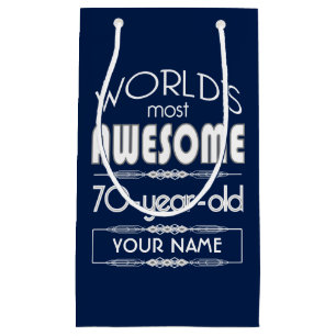 70th Birthday Worlds Best Fabulous Dark Blue Small Gift Bag