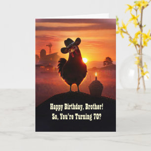 70th Brother Happy Birthday Funny Chicken Card