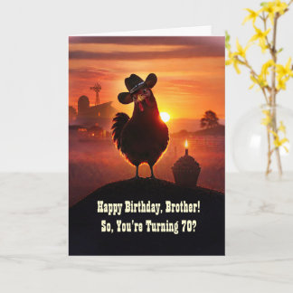 70th Brother Happy Birthday Funny Chicken  Card