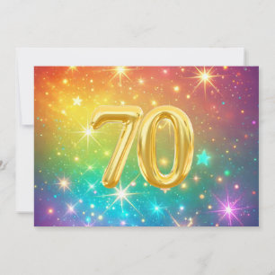 70th Colourful Rainbow star space Holiday Card