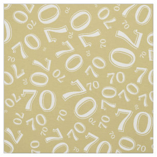 70th  Cool Number Pattern Gold and White 70 Fabric