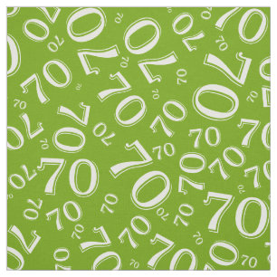 70th  Cool Number Pattern Green and White 70 Fabric