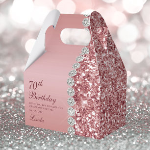 70th Elegant Rose Gold Birthday Favor Box