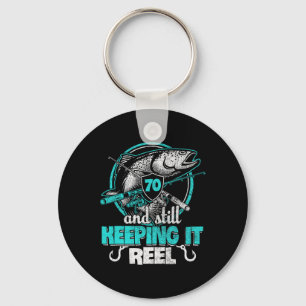 70th Fishing Funny Birthday Shirt Fisherman Keepin Keychain