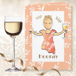 70th Funny Cute Birthday for Her Woman Cartoon Card<br><div class="desc">Get the party started with this cute toast to the birthday gal!  Personalize it for her 70th birthday</div>