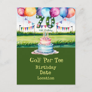 70th Golf birthday Par Tee party Invitation Postcard