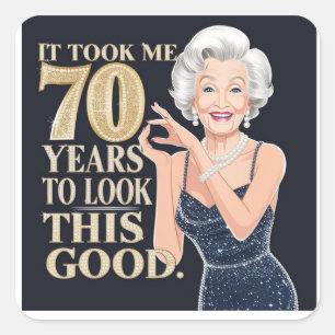 70th granny birthday  square sticker