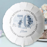 70th Happy Birthday Coastal Blue Floral Number 70 Balloon<br><div class="desc">70th birthday balloon with fully editable wording to personalize as you wish. Design features number 70 decorated with rose buds, flower blooms and foliage in shades of coastal blue and sand. Subtle feminine and elegant design with watercolor floral arrangements, paint splatters and brush strokes. Perfect for 70th birthday celebration with...</div>