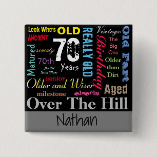 70th Happy BIrthday in a Graffiti Style 2 Inch Square Button