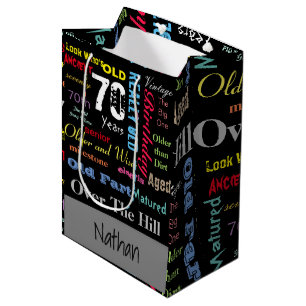 70th Happy BIrthday in a Graffiti Style Medium Gift Bag