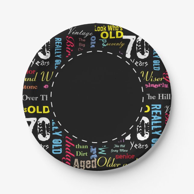70th Happy BIrthday in a Graffiti Style Paper Plate (Front)