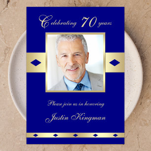 70th Photo Birthday Party Invitation Navy 70