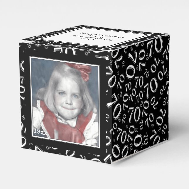 70th Photo Keepsake - Black/White  Number Pattern Favor Box (Front Side)