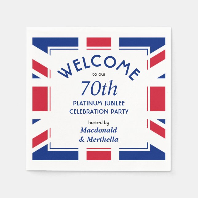 70th Platinum Celebration UNION JACK Paper Napkin (Front)