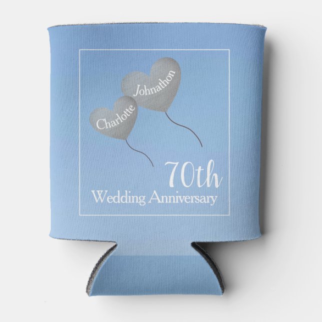 70th platinum wedding anniversary can cooler (Front)
