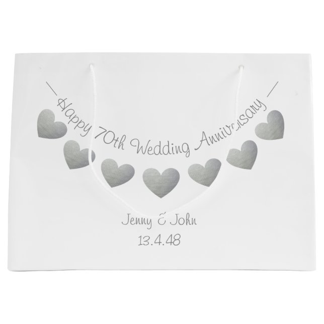 70th Platinum Wedding Anniversary gift bag (Front)