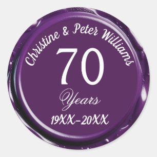 70th Platinum Wedding Mauve Purple WaxSeal Sticker