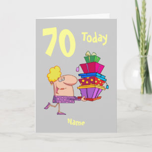 70th seventy today birthday cartoon personalized card