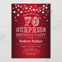 70th Surprise Birthday - Black Red White