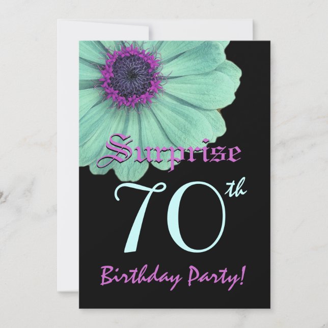 70th Surprise Birthday Party Colourful Daisy Invitation (Front)