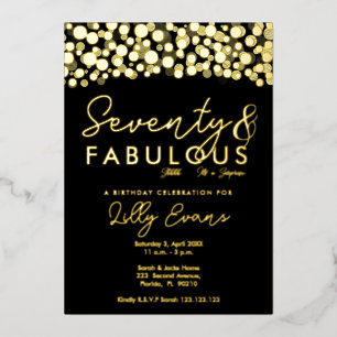 70th surprise birthday party invitation elegant