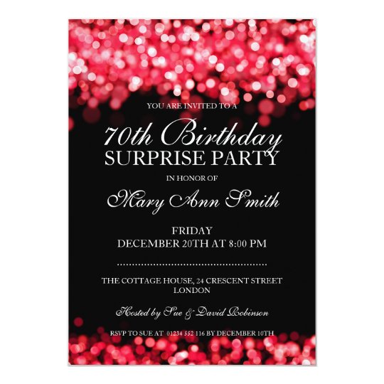 70th Surprise Birthday Party Red Lights Card