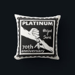 70th wedding anniversary blue platinum traditional throw pillow<br><div class="desc">If you would like any help customizing this design, please use the ask this designer button, just below this text. This design has a vector illustration of a husband and wife holding hands. A romantic design for your 70th, Seventyieth wedding anniversary. The traditional gift for this anniversary is platinum.</div>